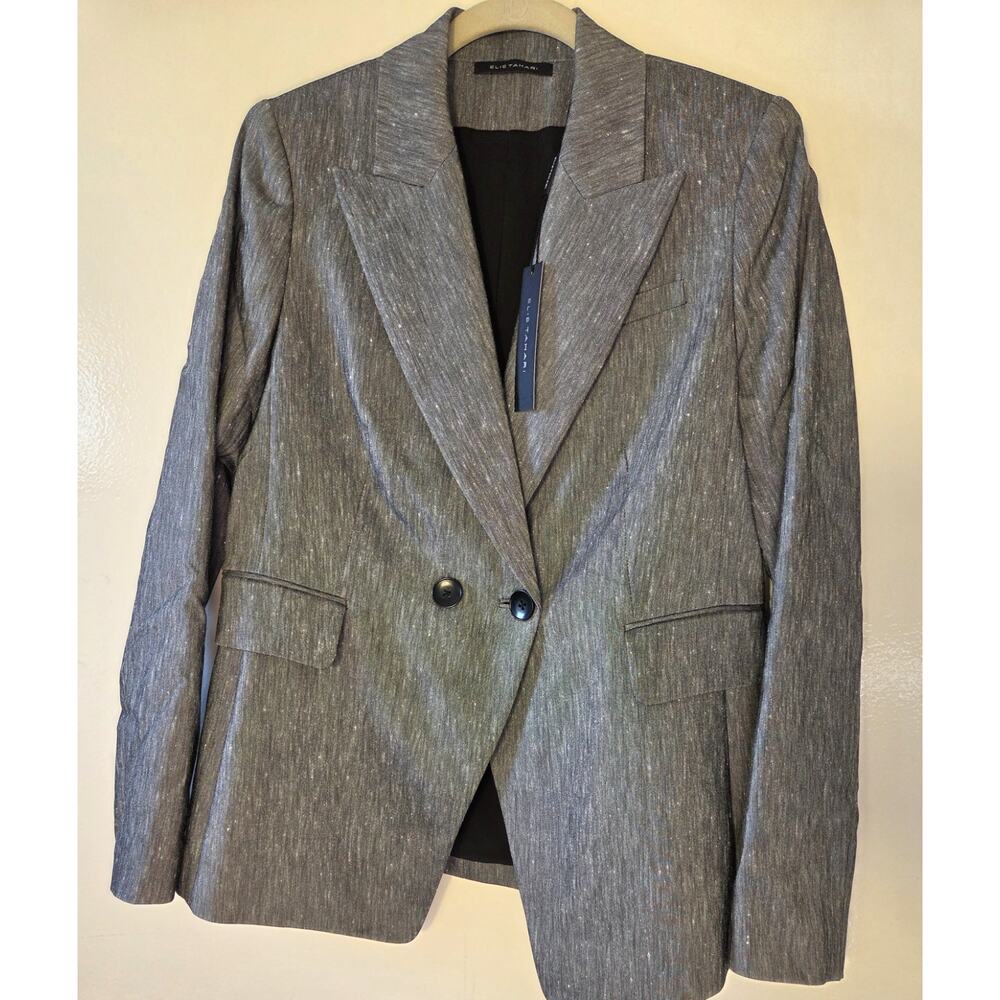 New Elie Tahari Women's Gray Space Jezebel Double Breasted Blazer Jacket Sz 10